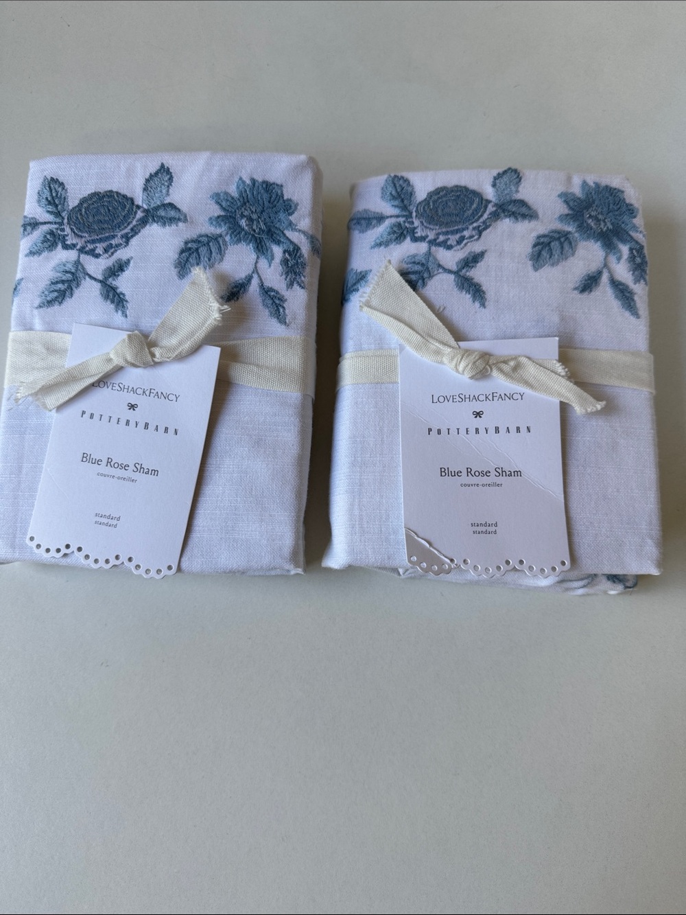 NEW Pottery Barn LoveShackFancy White Duvet & Shams with Blue Rose Print - Picture 13 of 16